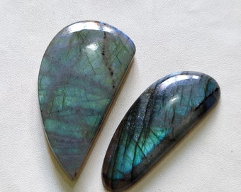 2Pcs Fancy Shape Natural Labradorite Cabochon Loose Labradorite Gemstone Smooth Polished Labradorite Cabochon Wholesale Price Labradorite L2