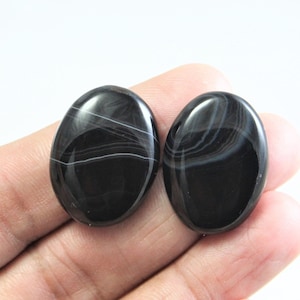 Paar gleiche Form Größe sehr wunderschöne Qualität viel schwarz gebändert Achat schwarz gebändert Achat Cabochons natürliche Achat lose Halb kostbare Achat B16