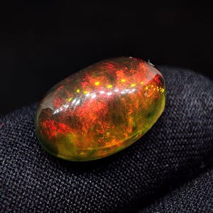 7Cts Big Size Black Ethiopian Opal Cabochon Oval Flast Back Transparent Black Opal Cabochon For Jewelry Making Mix Fire Black Opal Gemstone