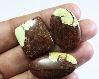 3Pcs 79Ct AAA+ Natural Lemon Chrysoprase Lot Cabochon Smooth Lemon Chrysoprase Gemstone Chrysoprase Cabochon Polished  Chrysoprase L1