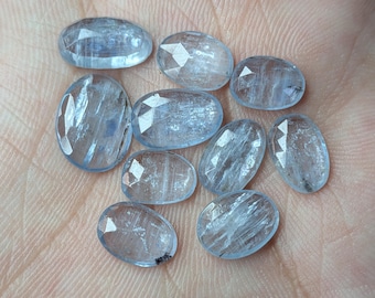 Aqua Kyanite Rose Cut Lot Top Quality Flat Back 10Pcs Lot Natural Aqua Kyanite Gemstone For Jewelry Making