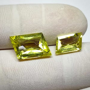 02Pcs Top Grade Lemon Quartz Faceted Gemstone, Lemon Quartz Cuts For Making Jewelry, Clean Lemon Quartz pair, Green Gold Quartz L3