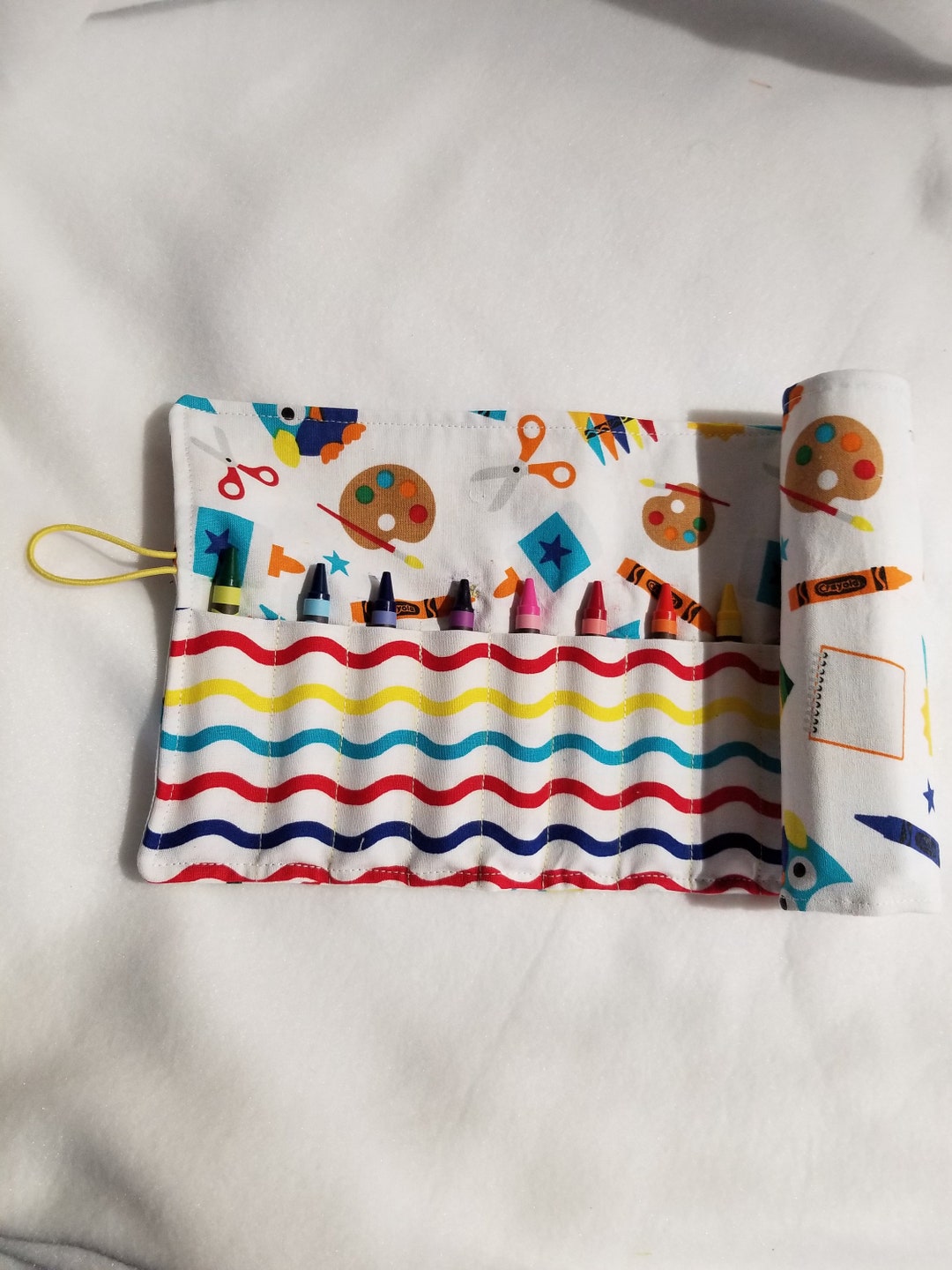 Traveling Crayon Holder for 16 Crayons, Kids Crayon Holder, Crayon Roll