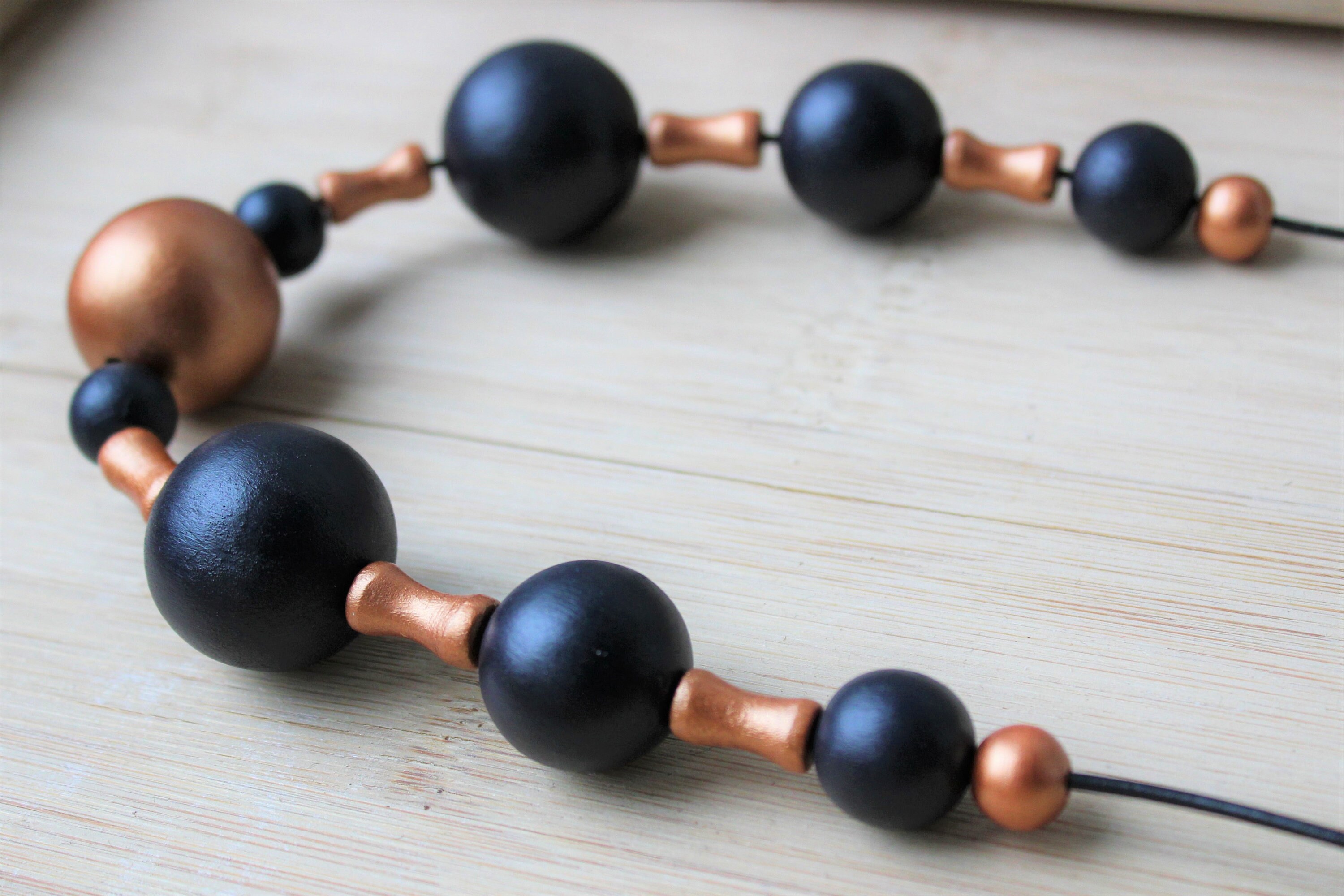 Blue Bead Necklace/ Dress up Wooden Necklace/ Statement Necklace