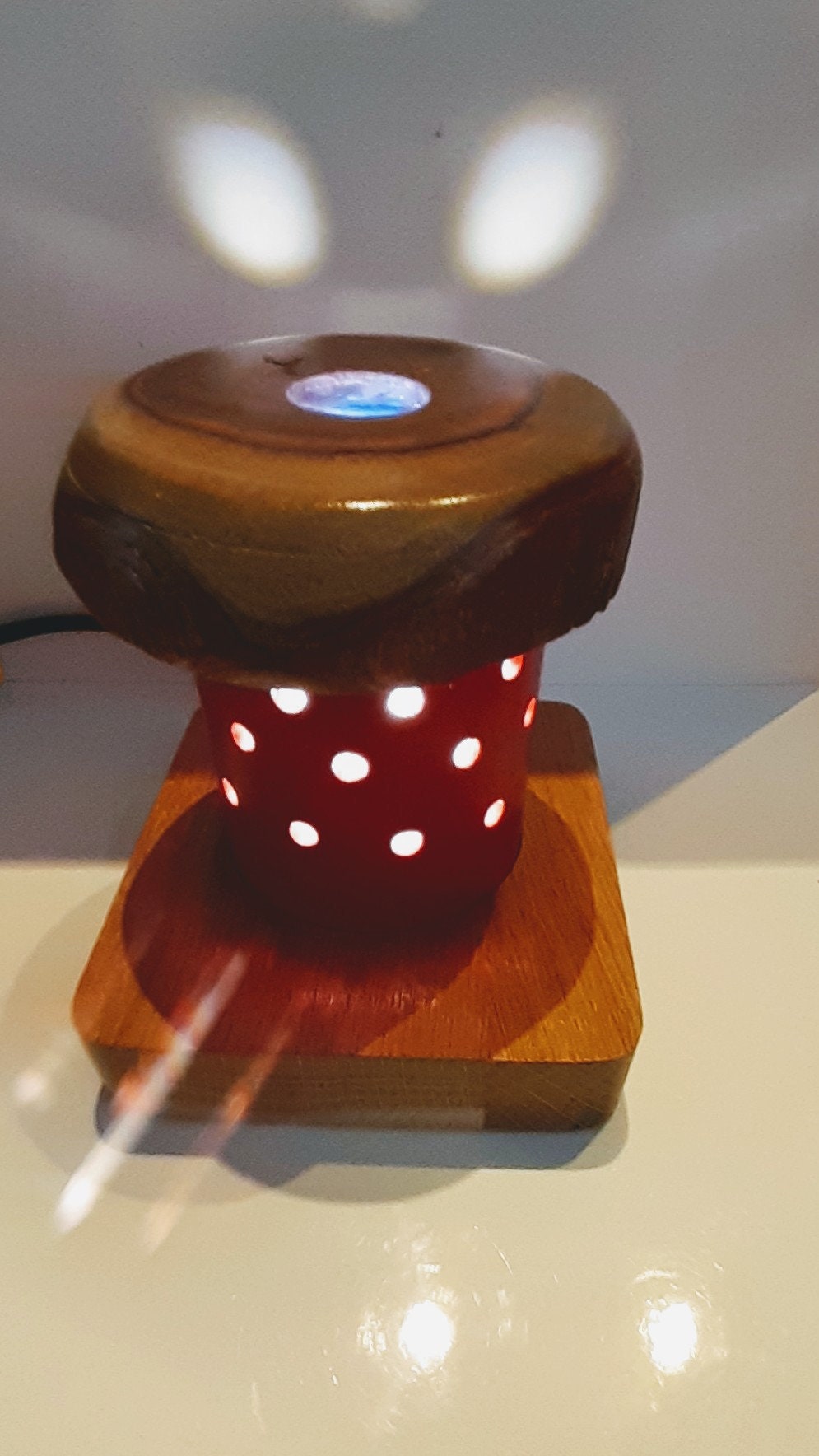 Lampe de Table Bois et Led, Chevet Veilleuse Chêne Fait Main.