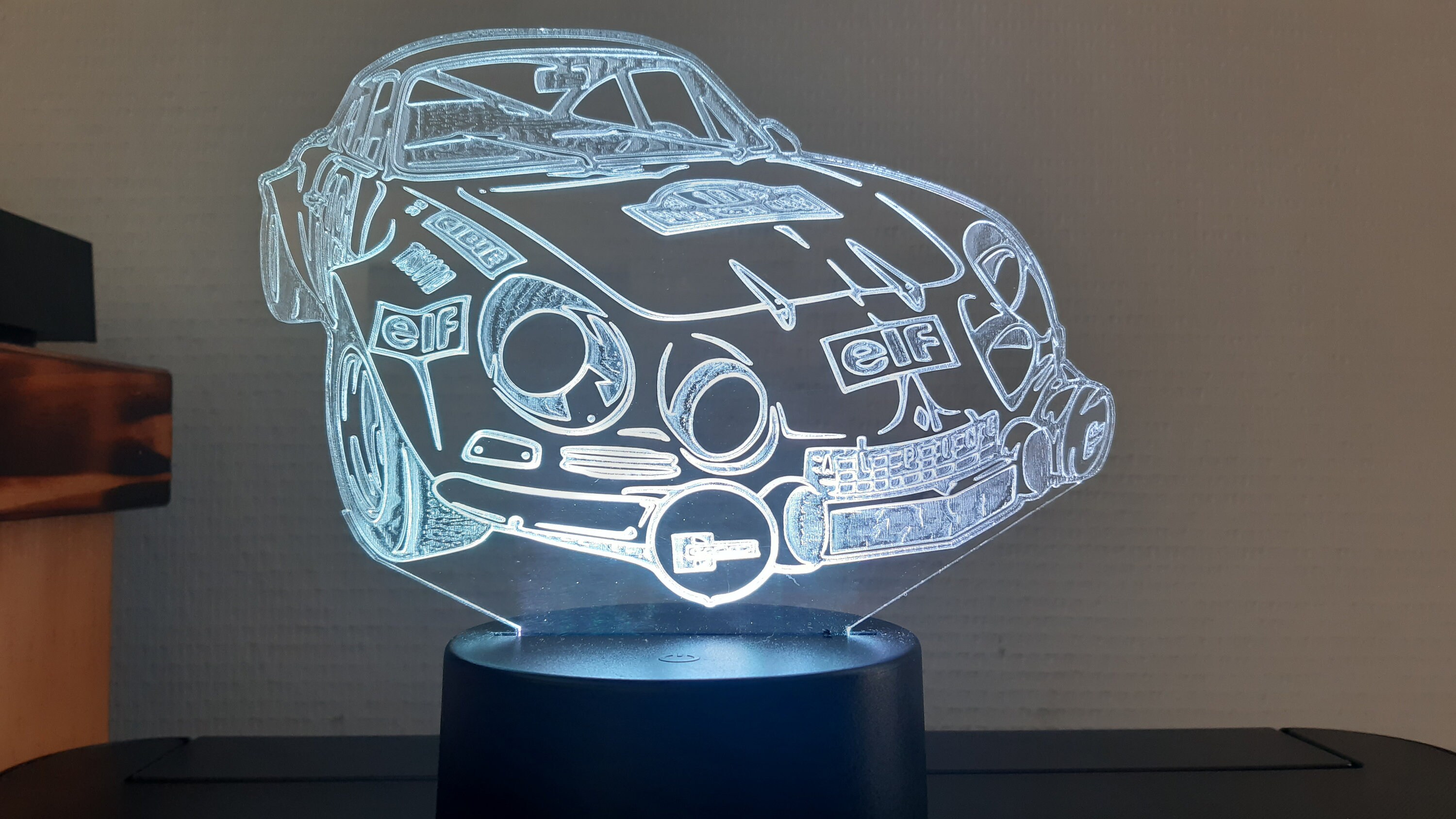 Lampe Veilleuse Alpine A110 Personnalisée, Illusion 3D.