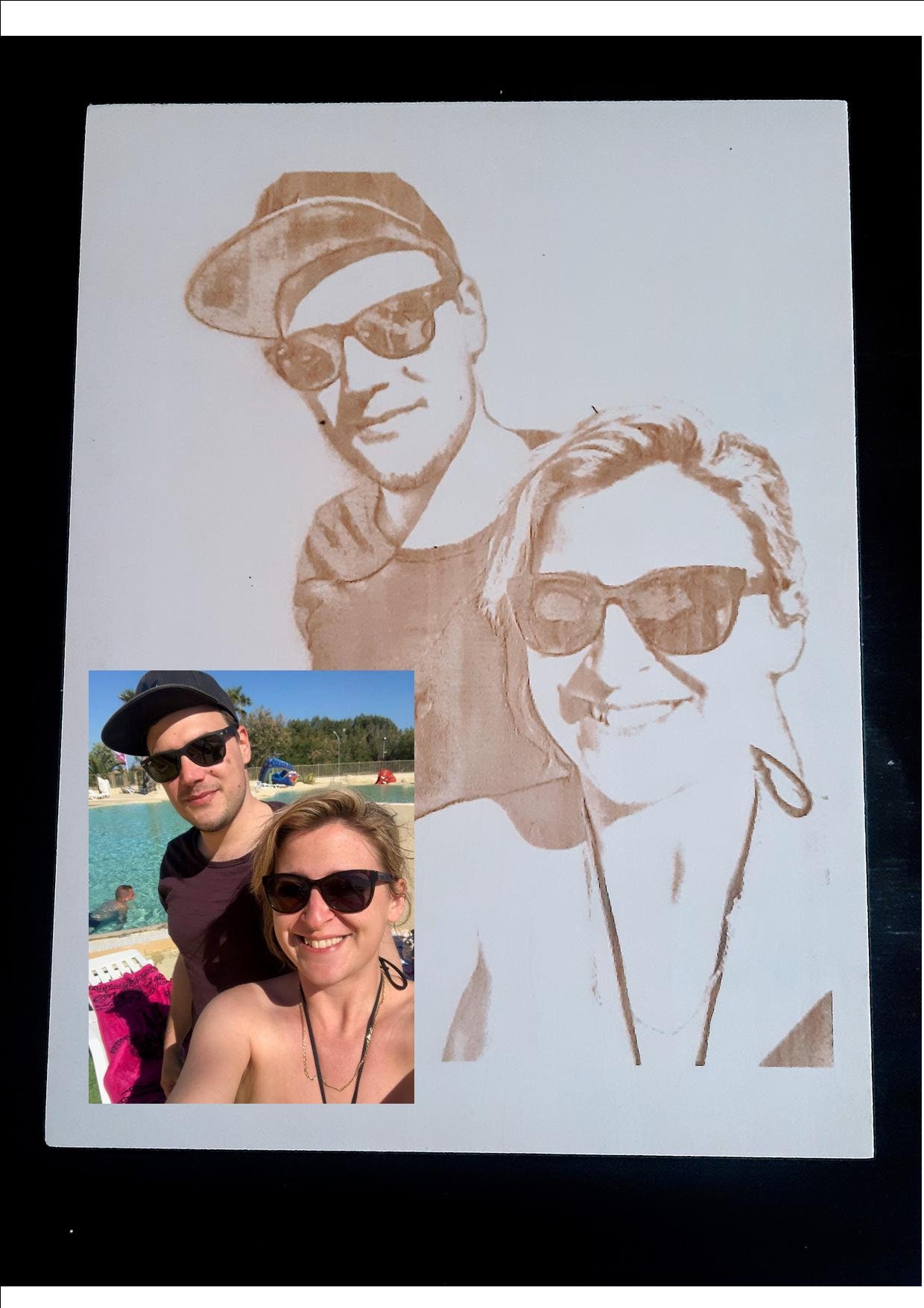 Cadre Gravure Photo sur Bois Japonais, Décoration Murale.