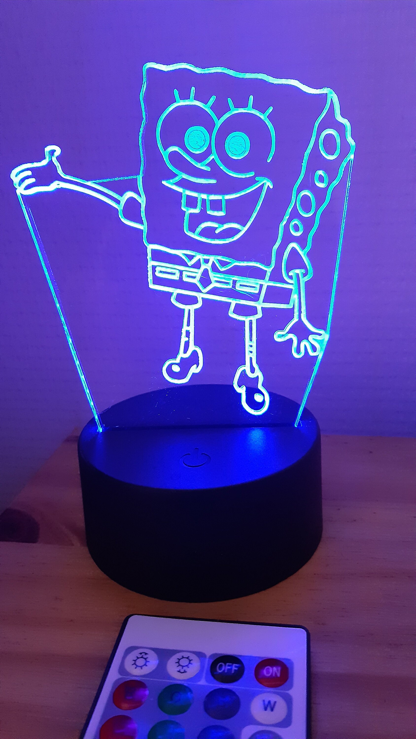 Lampe Veilleuse Bob L'eponge Personnalisée, Illusion 3D.