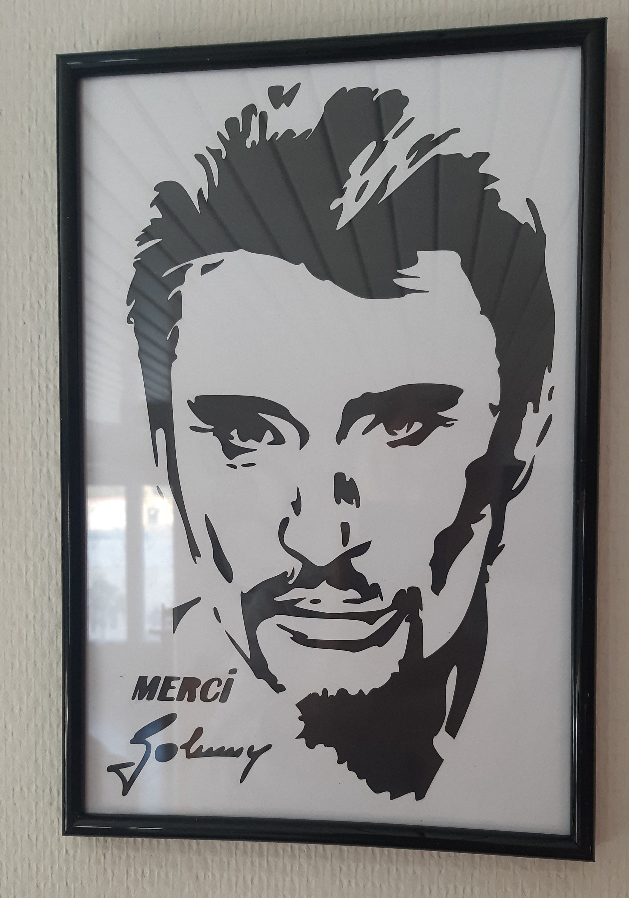 Décoration Cadre Mural ou à Poser, Johnny Hallyday Personnalisé Fait Main.