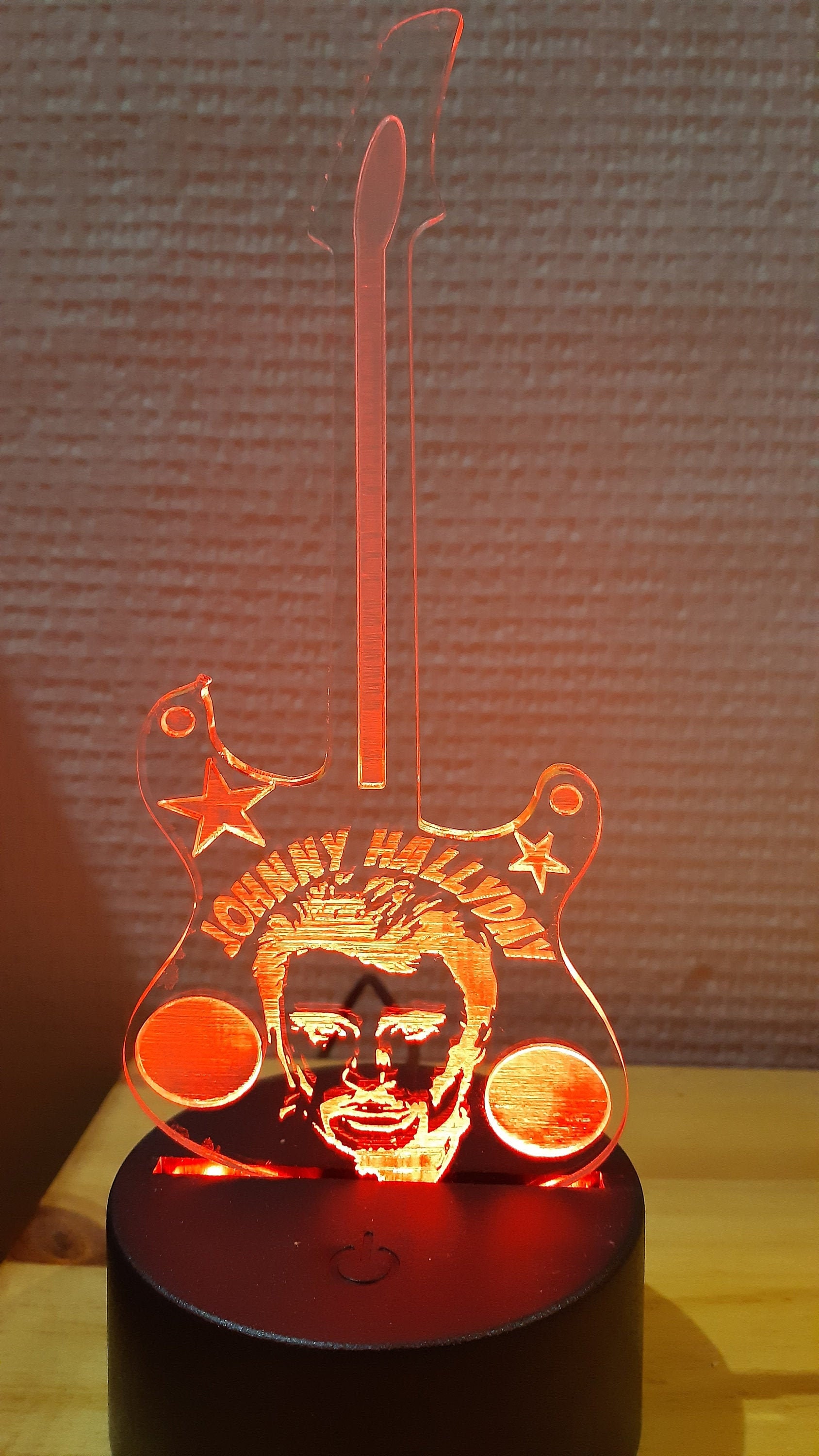 Lampe de Table Johnny Hallyday Personnalisée, Illusion 3D.