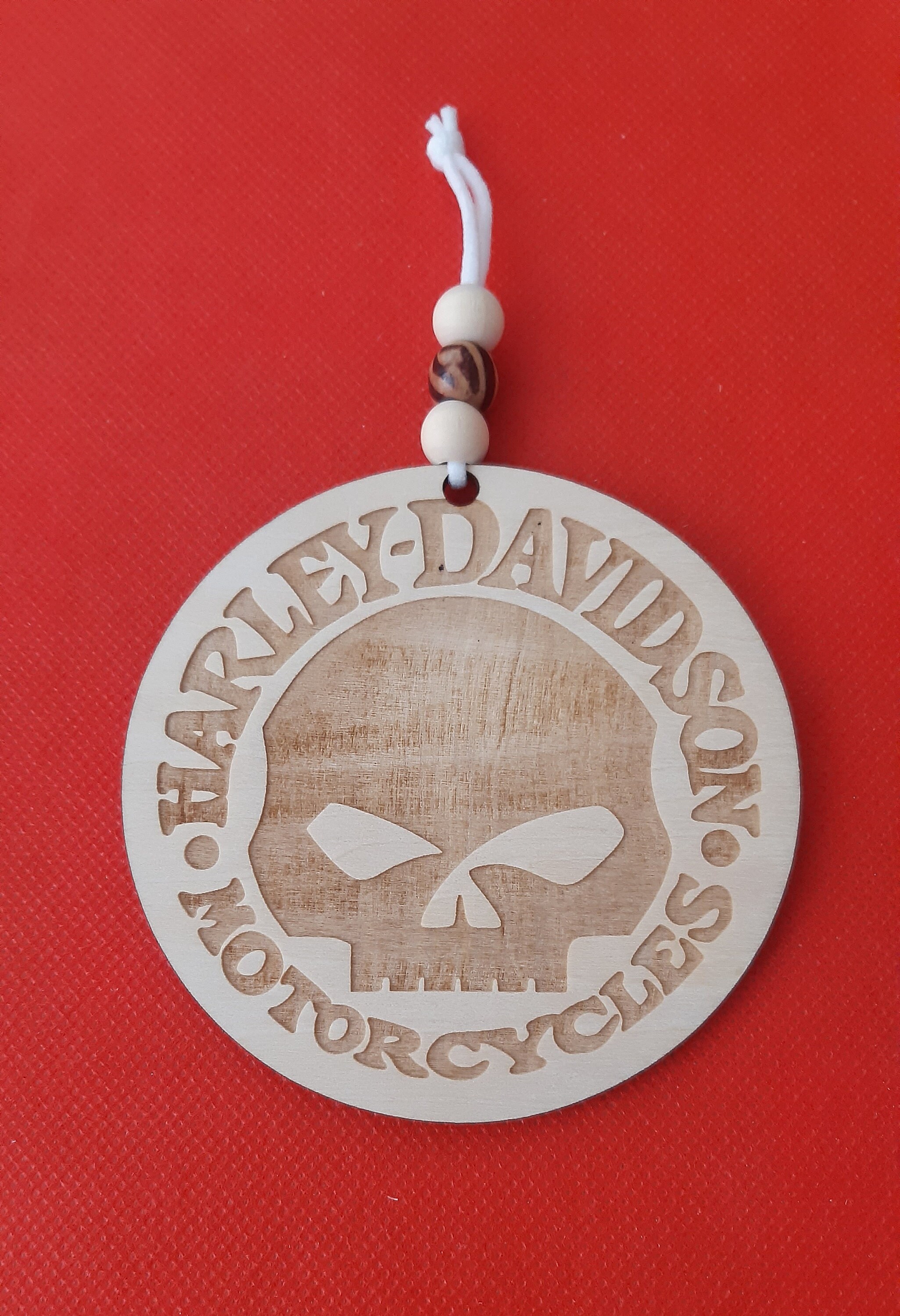 Boule de Noël Harley Personnalisée en Bois Tilleul, Décoration Du Sapin.