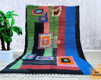 Tappeto in lana stile Beni Ourain, fatto a mano, 21 x 305 cm, tappeto berbero multicolore