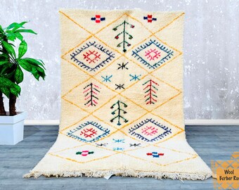 Moroccan Rug, Beni Ourain Colorful Rug, Wool Rug, Checkered Rug, Handmade Rug, Custom Beni Ourain rug, Style Moroccan Rug , Custom rug