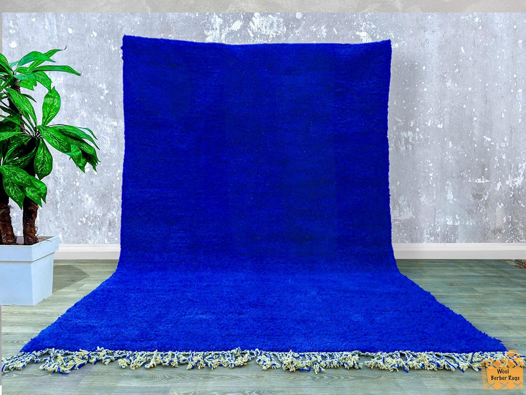 Blue Arabic Rug Blue Moroccan Rug – Handmade Beni Ourain Wool Area Rug, Minimalist ...