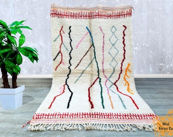 Alfombra marroquí 4.9 FT x 8.1 FT, Alfombra Azilal, Alfombra colorida Beni Ourain, Alfombras para sala de estar, Alfombra de área para dormitorio, Alfombra bereber auténtica 5x8