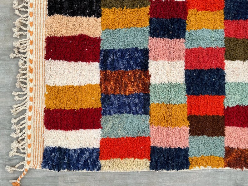 Colorful Rug 8x11, Beni Ourain Rug, Vintage Rug, Ready to Ship, Vintage