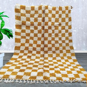 Moroccan Rug 6x9 ft, Beni Ourain checkered rug, Wool Rug, Handmade Rug,Beni Ourain rug, Style Moroccan Rug , Custom rug 6.5 FT x 9.4 FT