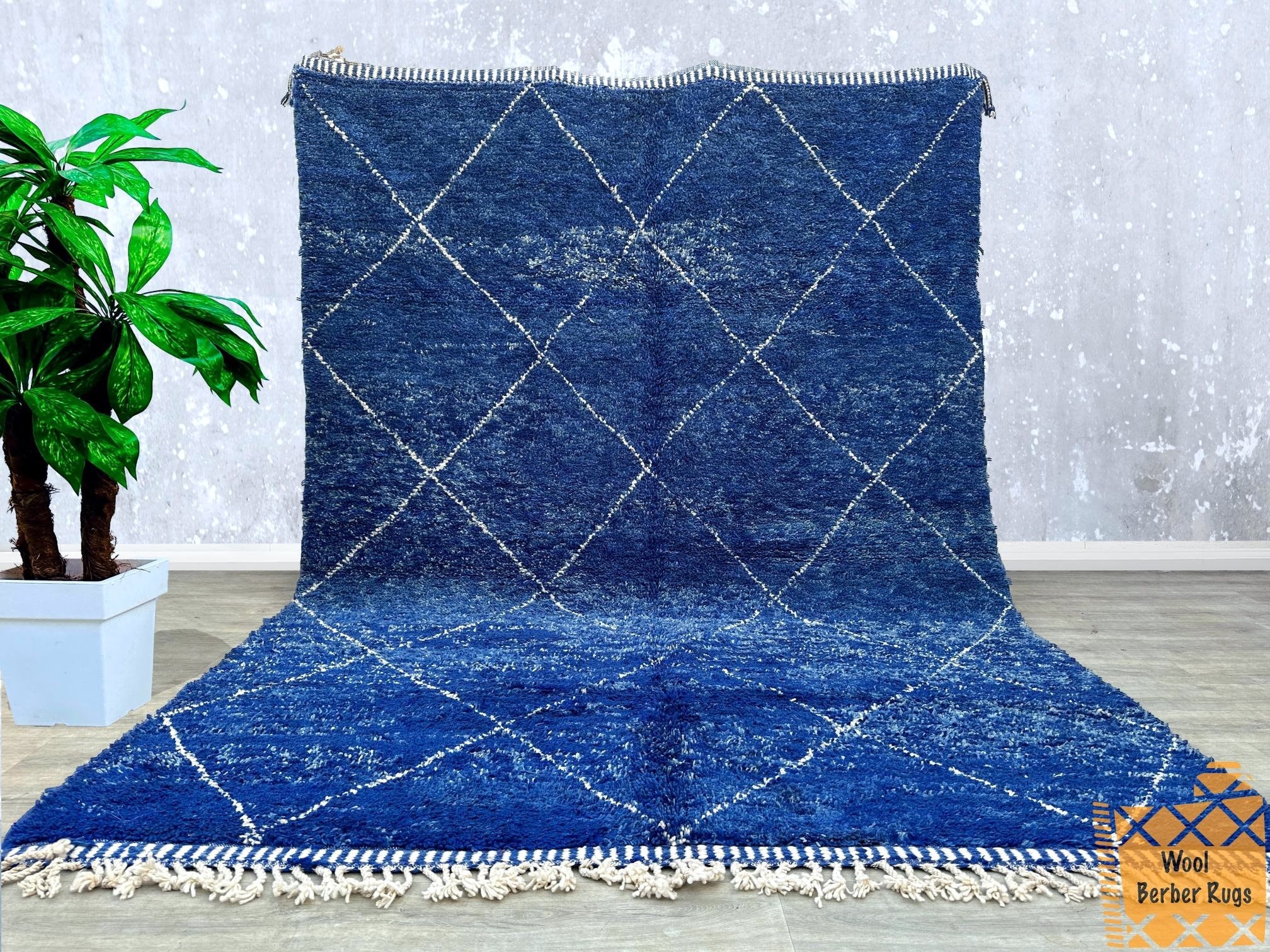 Blue Arabic Rug Custom Moroccan Rug Blue 8.4 FT X 12.1 FT - Custom Moroccan Rug 8x12 Ft ...
