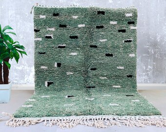 Costum Moroccan green Rug , New Berber design Hand-Knotted Moroccan rug,Berber carpet, Handmade rug, Area rug, Tapis berbere