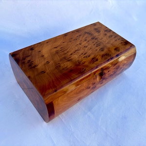 10"x7" Large HANDMADE Solid Thuya Burl JEWELRY BOX wood gift, Wooden Chest Box, Unique Handmade Luxury Box ,Jewelry Storage Box For Women
