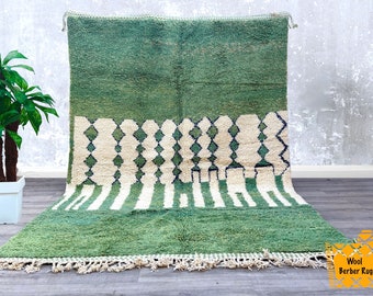 Contemporary Green rug, Moroccan rug, custom area rug, Berber rug, Beni ourain rug, Living room rug, Custom rug