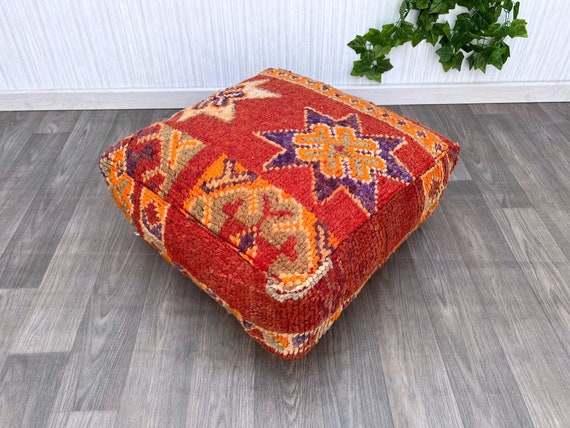 Moroccan Floor Cushion, Moroccan Kilim Pillow, Outdoor Morocco Pouf, Vintage Moroccan 2024 Pouf, Floor Cushion, Vintage Floor Cushion Cover Only