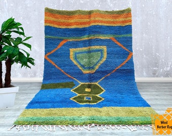 Tappeto marocchino 7x9 piedi, tappeto colorato Beni Ourain, tappeto in lana, tappeto fatto a mano, tappeto Beni Ourain, tappeto marocchino in stile, tappeto personalizzato 6,7 FT x 9,5 FT