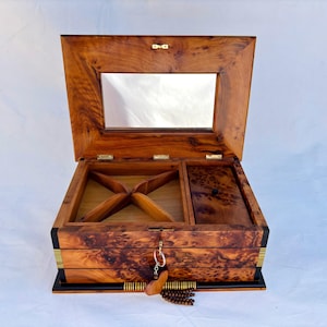 13"×9" Wooden Jewelry Box with Mirror, Moroccan jewelry Box, Handmade Jewelry Box, wedding wood memory box, thuya wooden burl Jewelry Box