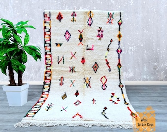 Authentic Moroccan rug 5x8 - Boujad Rug -Azilal rug - Boucherouite rug -Beni ourain rug -Berber rug - Beni ovarian - Boujad rug Teppich