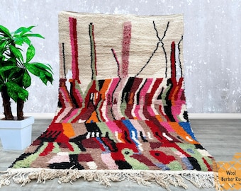 Tappeto colorato marocchino 6,4 FT x 9,2 FT, tappeto fatto a mano, tappeto personalizzato, tappeto Beni Ourain 6X9 FT, tappeto berbero, tappeto autentico, Boho Teppich
