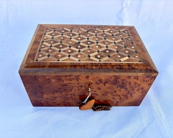 12&quot;×8&quot; Large Handmade Wooden Jewelry Box Made Of Thuya Burl Wood,Jewelry Organizer,Memory Box,Decorative Storage Box For Women,jewelry boxes
