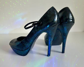 Zapatos Mary Jane de tacón alto con plataforma y purpurina, únicos en su tipo