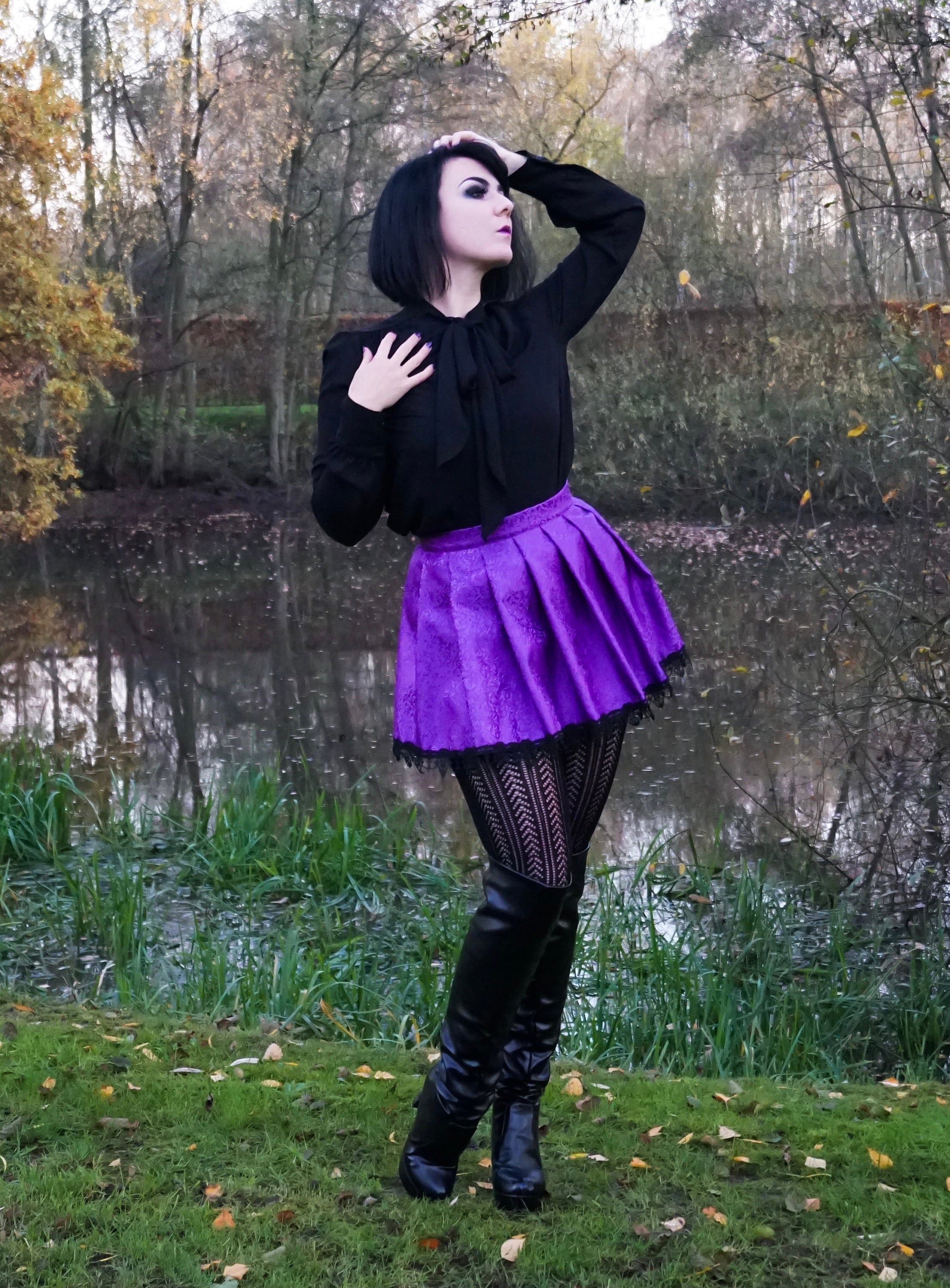 スカート kwotias YABANE pleats skirt/purple F kwotias YABANE pleats skirt/purple F Kawaii Purple & Pink Preppy