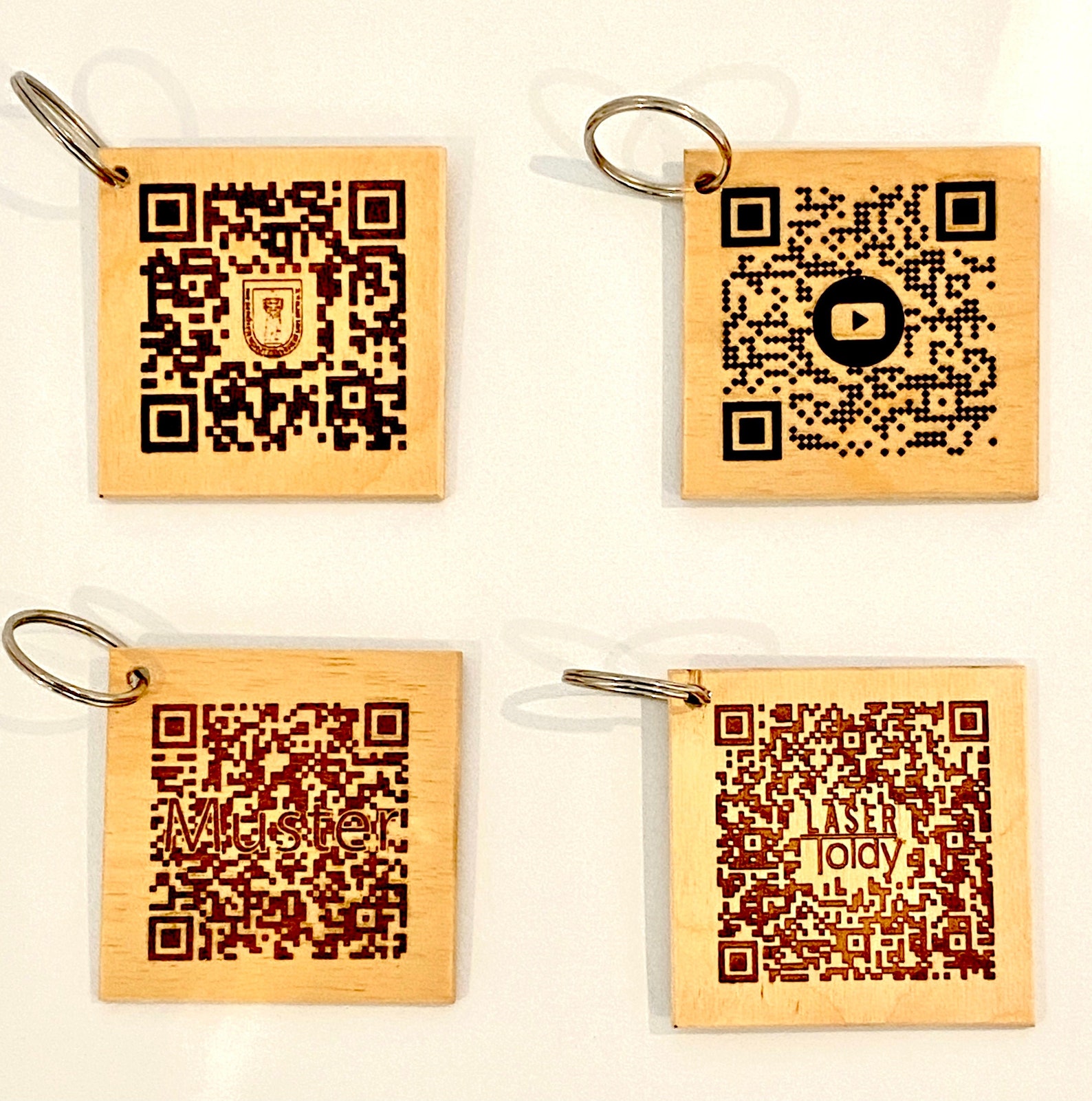 Personalized keyfob with your QR code on wood laser fired Etsy