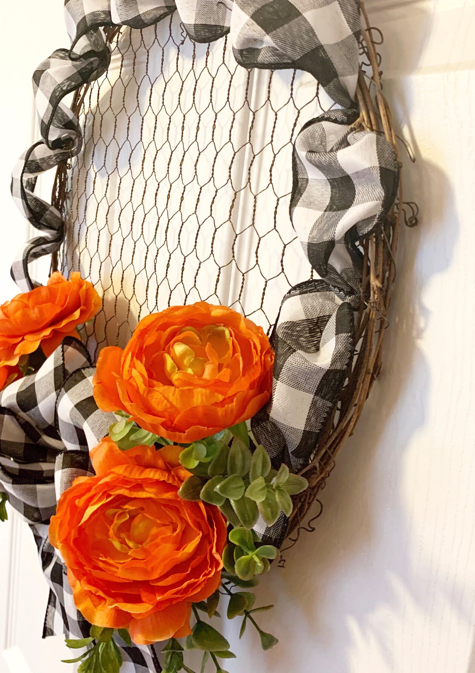 Handmade Grapevine Chicken Wire Ribbon Wreath with Flowers Etsy