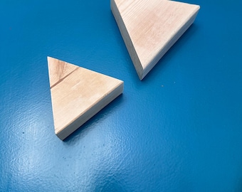 Wood triangular blocks up cycled - approximate sizes 3.5x3.5x1.5 inches