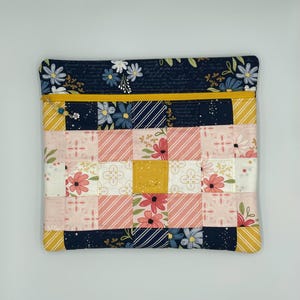 Cross stitch project bag. Quilted project bag. Between the pages by Riley Blake.  Needlework or Embroidery project bag.