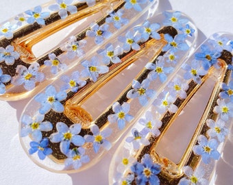 Handmade resin hair clips | Resin hairclips | Forget-me-not hair clips | Flower hair clips