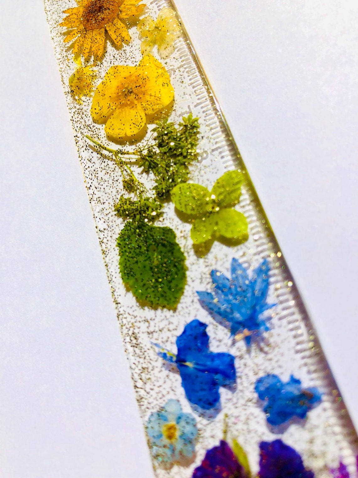 Handmade Resin Ruler with real dried handpicked flowers | Etsy