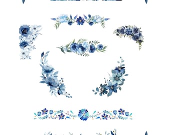 Blue floral stickers