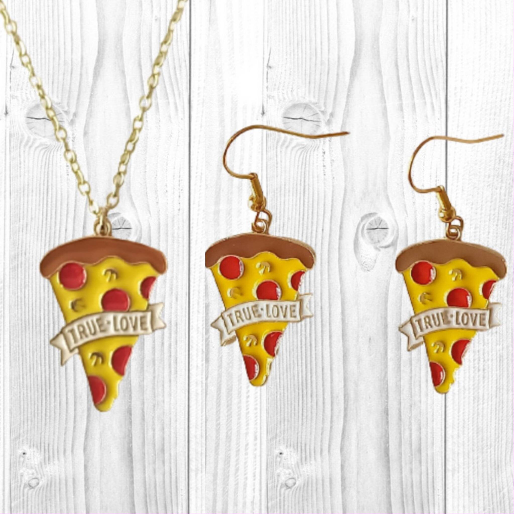 Pizza Jewellery Set Matching Pizza Necklace and Earrings Etsy