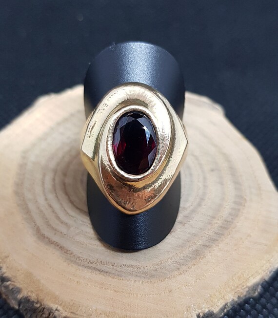 Gold ring with garnet, antroposophical