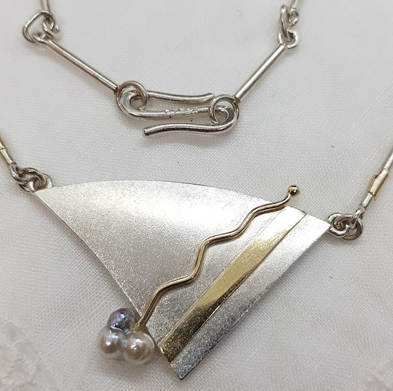 Handmade necklace made of 925 silver with trim of… - image 3