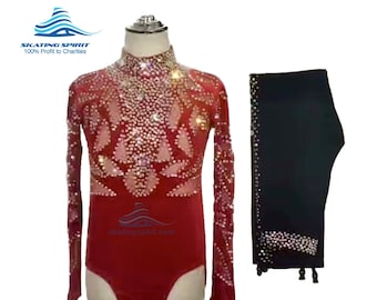 Custom Made Boys/Men Figure Skating Clothes, Dance Costume, with Matching Pants - M025