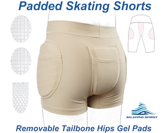 Padded Figure Skating Shorts, Hip Tailbone Gel Pad Protective Underwear