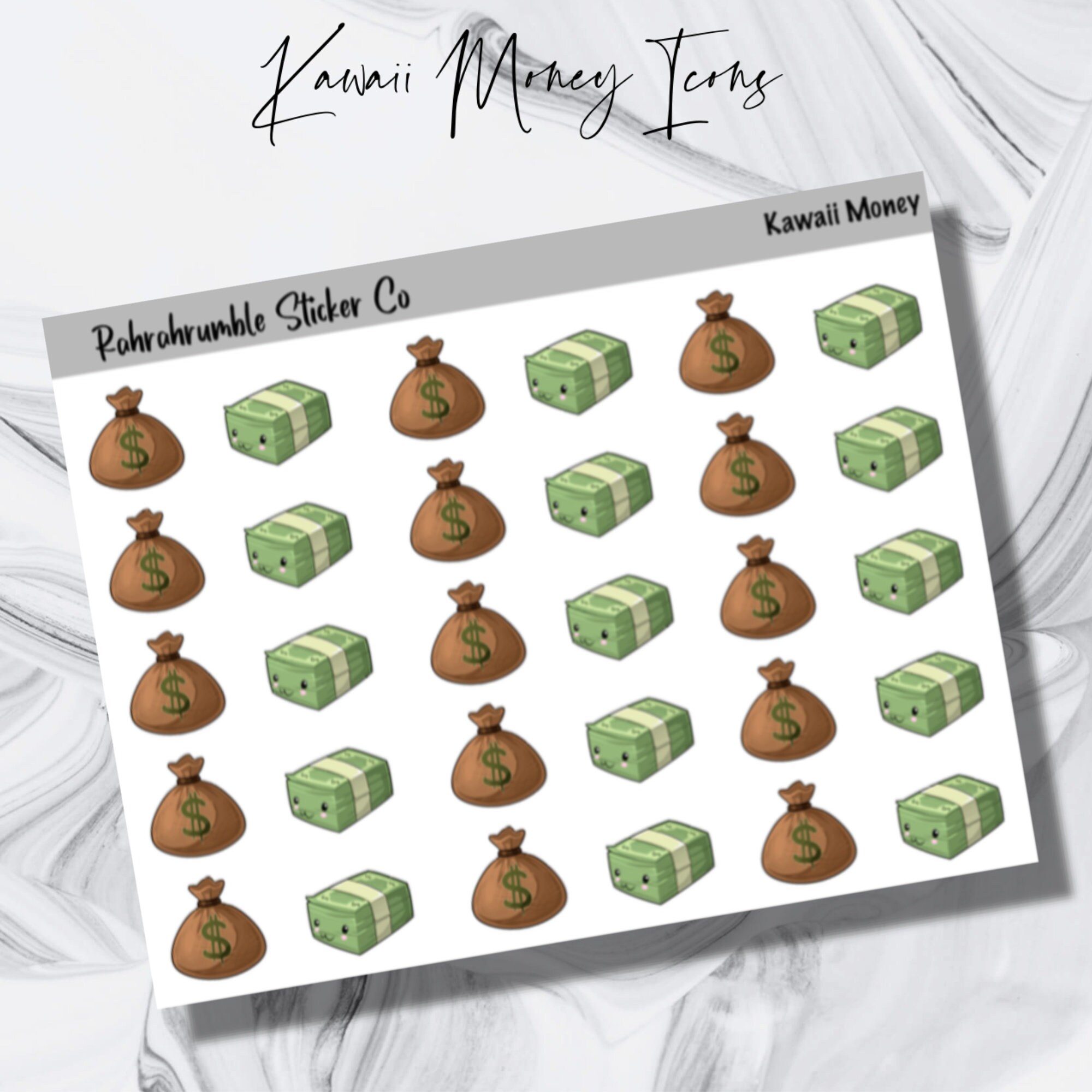 KAWAII CUTE Money Icons Planner Stickers Budgeting Stickers | Etsy