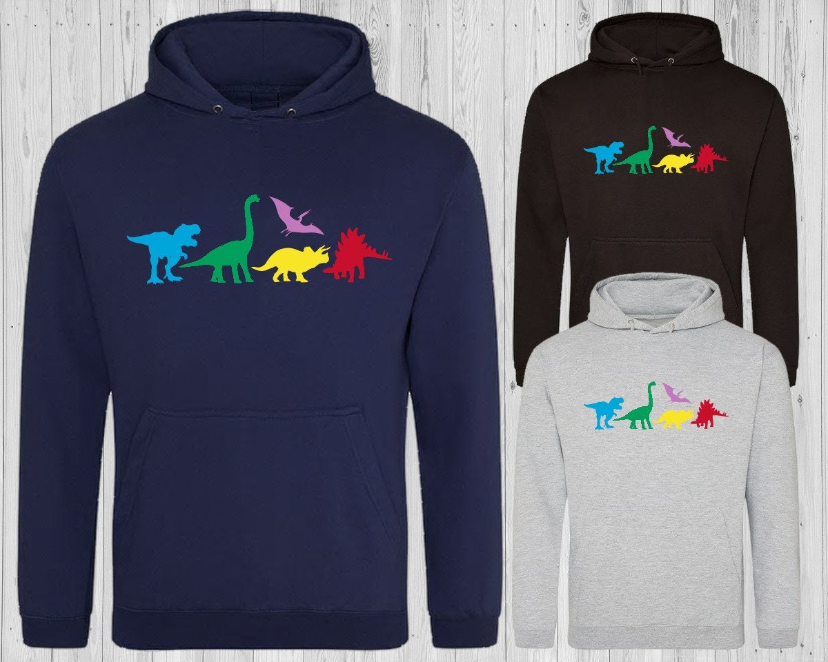 Kids Multi Coloured Dinosaurs Hoodie Rainbow Dinosaurs | Etsy
