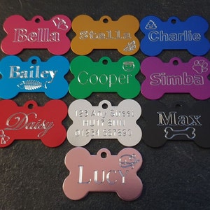 Placa de identificación grabada de calidad, placa de identificación para mascotas, grabado personalizado gratuito y anilla dividida, collar para perro, hueso