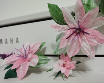 Lichterkette mit handgefertigten  10, bzw. 20 Blüten