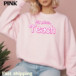 My Job is Teach Sweatshirt, Trendy Teacher Sweatshirt, Retro Back to school, Teacher Appreciation, Checkered Teacher Sweatshirt, S734